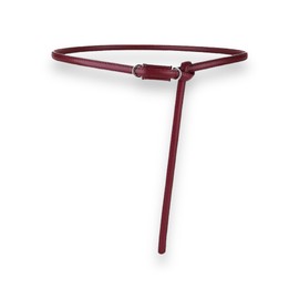 CB Women's Skinny Slim Soft Genuine Leather Belts Waist Belt Gold Color Alloy Buckle Flexible Knots Waistband, Burgundy, One Size