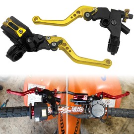 JAVIK Updated Universal Bike Brake Master Cylinder Clutch Lever Set for 7/8" 22mm Handlebar Compatible with Motorcycle Honda Kawasaki Suzuki Yamaha - Gold (Including Left & Right)