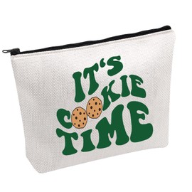 FOTAP Girl Scout Cookie Time Gift Girl Scout Cookies Makeup Bag Girl Scout Mom Gift Cookies Time Zipper Pouch Scout Bridging Ceremony Gift (COOKIE TIME)