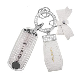 ZELLYA For Mazda Key Fob Cover with Fashion Bowknot Diamond Keychain,Enchanting Diamond Patterns Soft Case Fit For Mazda 3 Mazda 6 CX-3 5 9 CX-12 MX-5 Scion iA(3 Buttons - White Bowknot)
