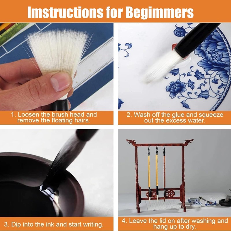 Linkstyle Chinese Calligraphy Brush Set, Mixed Size Japanese Kanji Sumi