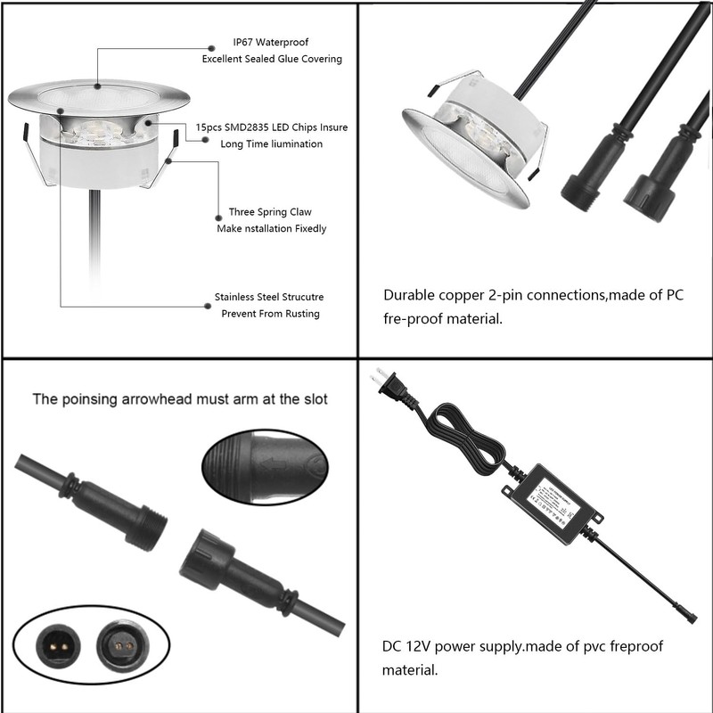 YZGWZLD Recessed LED Deck Lights Kits,10 Pack Φ2.36 Waterproof Cool