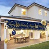 Navy Blue Gold 60th Birthday Banner, 18PCS Balloons, Outdoor Decor