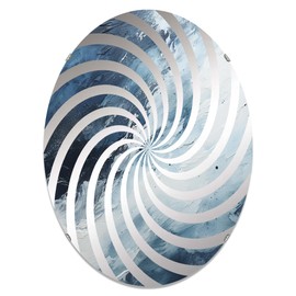 coastal wall mirror, Oval 0 mirror, Round blue bathroom mirror, coastal vanity mirror Simplistic Ebony and Azure Wave Design I printed mirror decor, oval mirror 20x30