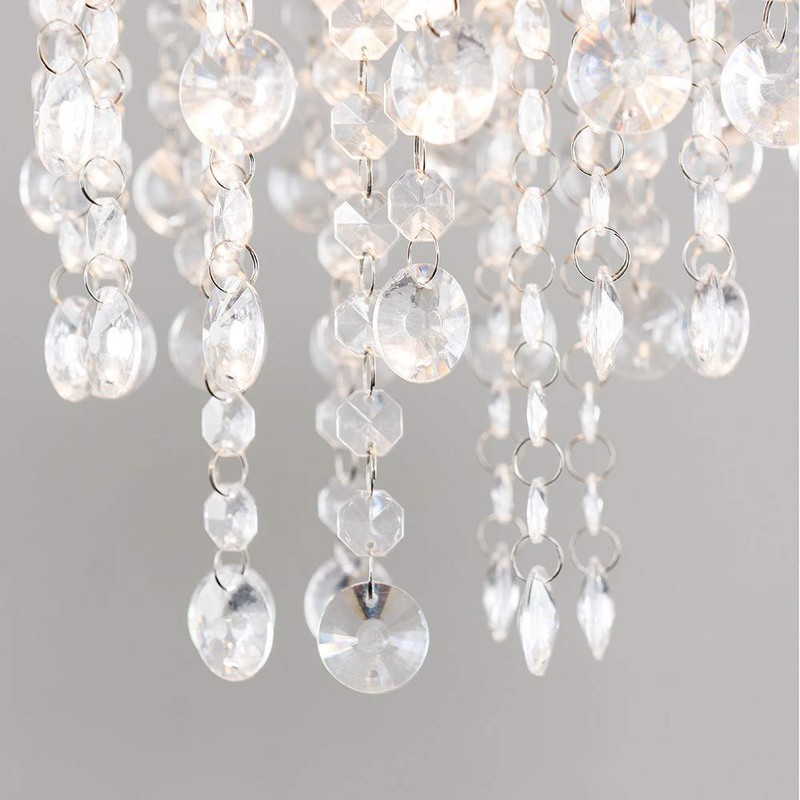 Modern Silver Glitter Cylinder Ceiling Pendant Light Shade with Clear