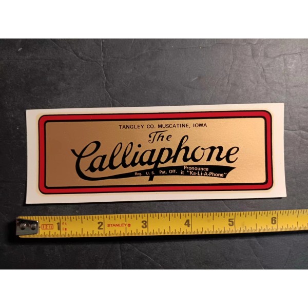 TANGLEY CALLIAPHONE - Calliope Organ Piano Fallboard Decal / Sticker