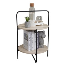 AV CONNECT Mijas 2-Tier Side Table, Round End Table, A Stylish and Functional Addition for Home & Office, Perfect for Decor, Storage Solutions, and Enhancing Any Living Space (Natural)