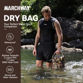 MARCHWAY Floating Waterproof Dry Bag Backpack 5L/10L/20L/30L/40L, Roll Top Sack Keeps Gear Dry for Kayaking, Rafting, Boating, Swimming, Camping, Hiking, Beach, Fishing (Leaf Camo, 5L)