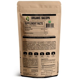 Herbadiet Organic Bacopa Monnieri Powder | with Bacosides |Promotes Clarity, Memory & Attention | Non-GMO, Gluten Free (227 gram / 8 oz)