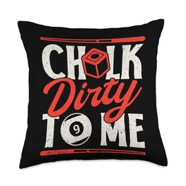 9- Ball Cue Sports Pool Taböe Apparel JM0 Billards Pool Players Snooker Cue Chalk Dirty to Me Throw Pillow, 18x18, Multicolor