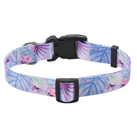 Mihqy Dog Collar, Adjustable, Soft and Comfortable Dog Collar, Bohemian, Flowers, Geometric, Tribal Design, for Small, Medium and Large Dogs (Monstera Flower, M)