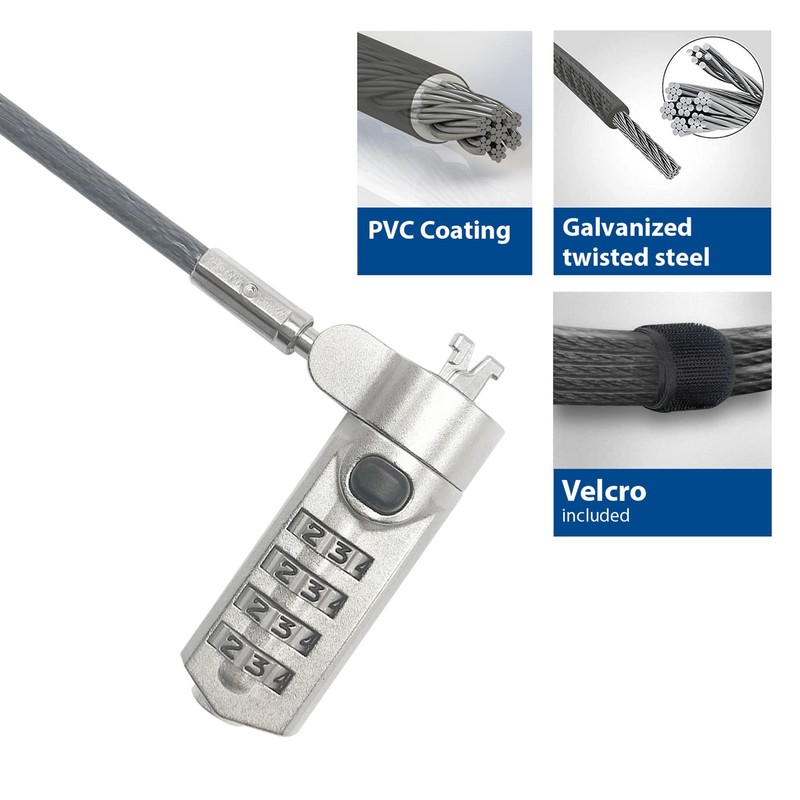 ACT Laptop Lock Security Cable 2 m, Password Protection 4