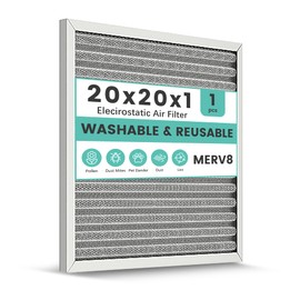20x20x1 Electrostatic Air Filter Washable Reusable, HVAC AC Furnace Filter, MERV 8, Lasts a Lifetime, Air Conditioner Filter Replacement for Home Office (Actual Size:19.75x19.75x0.82)