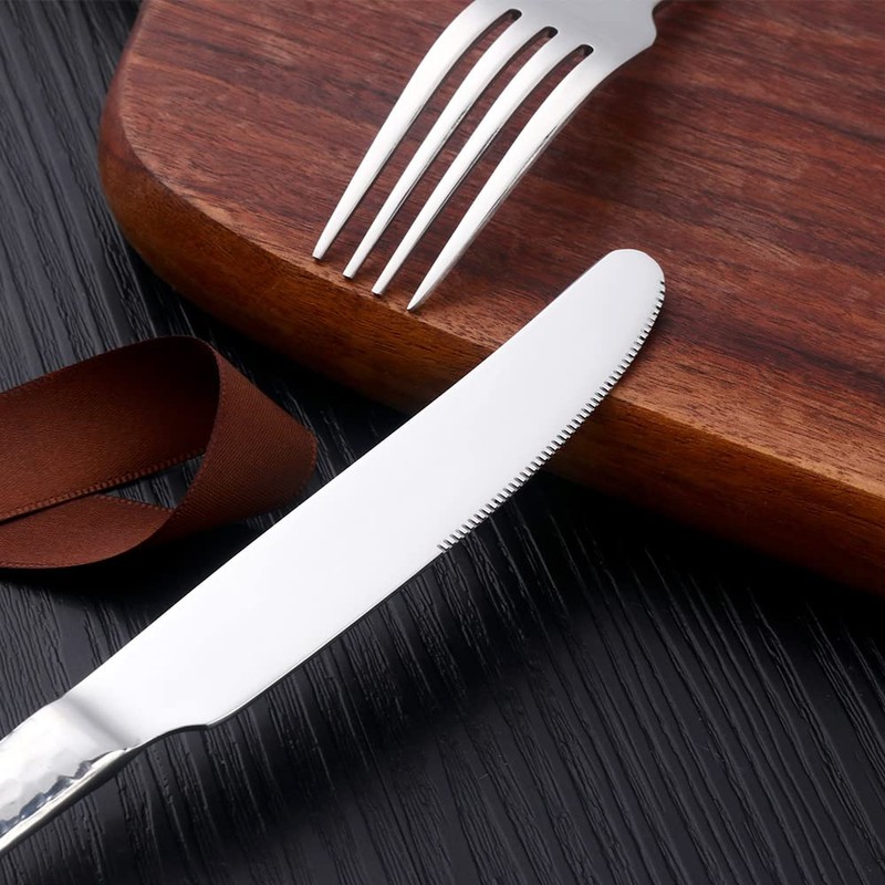 Buyer Star Luxury Flatware Set for 1 -Stainless Steel Hammered