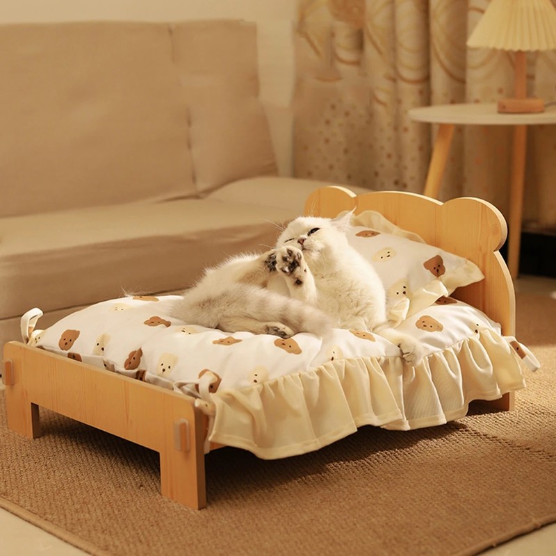 OKONOS Wooden Pet Bed Elevated Cat and Dog Bed Frame