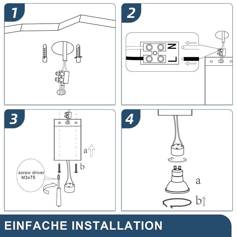 ZMH Surface-Mounted Spotlight GU10: Surface-Mounted Spotlight Square Ceiling Spotlights Ceiling