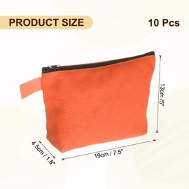 sourcing map Canvas Makeup Bags, 10pcs Travel Cosmetic Bags Bulk, Multipurpose Plain Toiletry Zipper Pouches Blank DIY Craft Bags Pencil Bag for Women Teens, Orange(7.5 x 5 x 1.8inch)