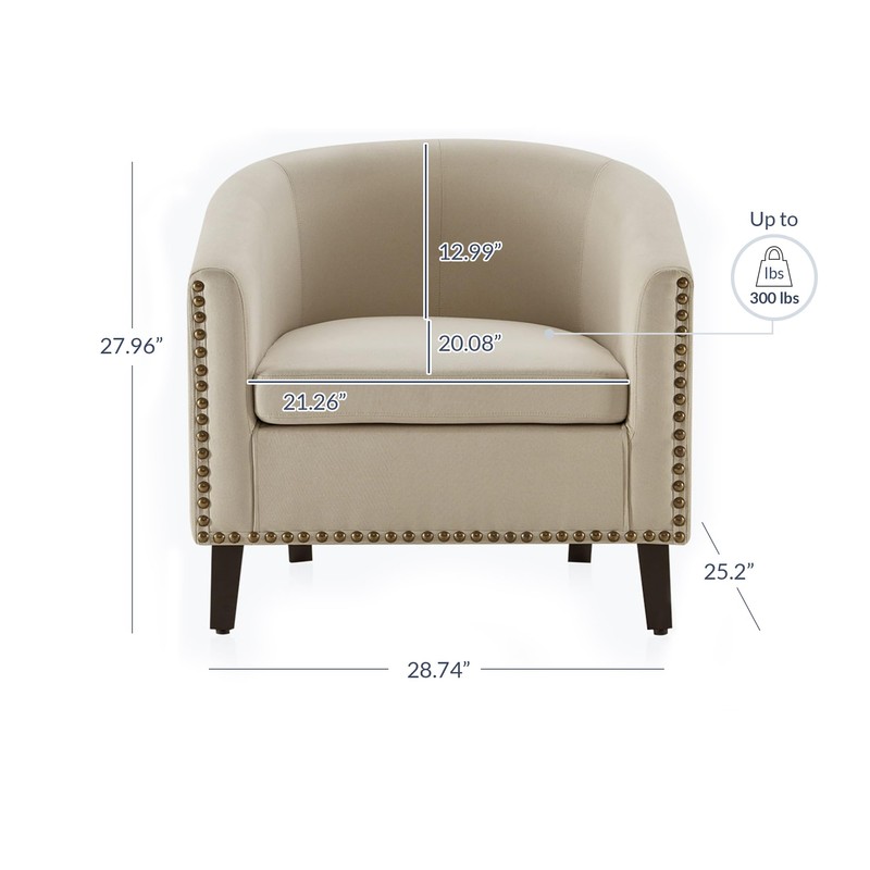 BELLEZE Accent Barrel Chair, Modern Tub Club Chair Upholstered Armchair