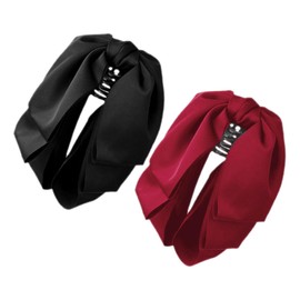 SHOWERORO 2pcs French Bowknot Claw Clips for Women Stylish Hair Accessories Classic Ribbon Design for Effortless Ponytails Secure Hold for All Occasions Red Black