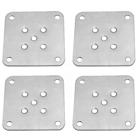 4 Pack Flat Mounting Plates, 80 x 80mm Heavy Duty Furniture Shelf Fixing Bracket Straight Support Brace for Sofa Couches Chair Seats (9 Holes)