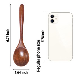 6Pcs Small Wooden Spoons for Eating, Wooden Honey Spoons for Tea, Wooden Teaspoon Tablespoon Serving Spoons for Soup Cereal Coffee Desserts (6.7 Inch)
