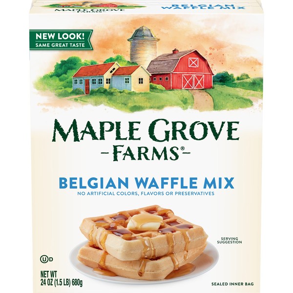 Maple Grove Farms Belgian Waffle Mix, 24 Ounce (Pack of 6)