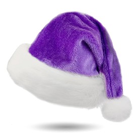 Ausejopeac Purple Santa Hat Adults Christmas Hat Plush Purple Velvet Xmas Hat for Women Men Holiday New Year Party Supplies