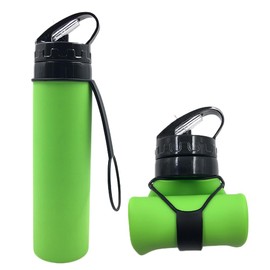 vadoworld Collapsible Water Bottles 15oz, Odorless BPA-Free Silicone, Leak-Proof Foldable Reusable Bottle - Perfect for Cruise Travel Sports Gym Hiking Camping Cycling - Green