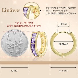 Linawe Hoop Earrings, Piercing Ring Cartilage, Earrings for Women, First Earrings, Cute Crystal Women Jewelry, Needle Earrings, 14K Gold, Pink Gold, Silver Copper, EH004-PUR-GLD-JP, Copper, Created