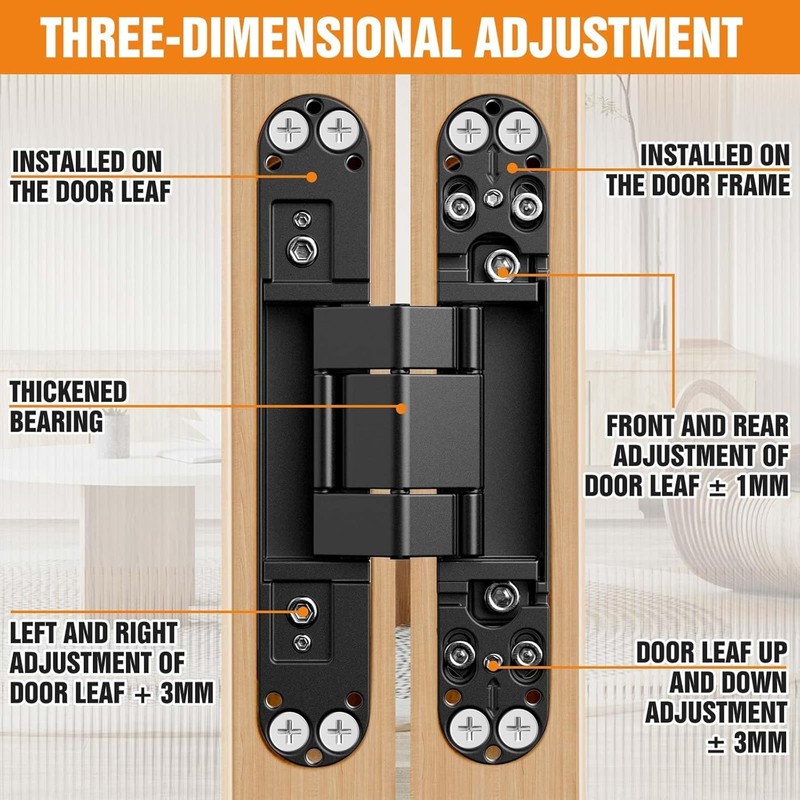 Lipshome 7" Hidden Door Hinge/Concealed Hinges,Invisible Hinges,Invisible Door Silent 180
