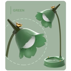 MAGICKK Flower LED Desk Lamp Cordless Table Light Adjustable Gooseneck Dimmable Touch Rechargeable Battery Student Bedroom Room Lighting Table Light House Decor (Green)