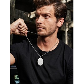 Amaxer Holy Cypriot Necklace Holy Medal Religious Protection Amulet Stainless Steel Jewellery Pendant Box Chanin Necklace for Women Men, Stainless Steel