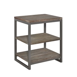 Home Styles Barnside Metro Gray Three-tier Storage Shelf with Acacia Wood Veneers, Engineered Wood, Powder-coated Metal Tube Frame, and Driftwood Finish