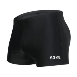 KGKE Mens-Swim-Jammers Athletic-Swimwear Quick-Dry-Shorts Durable-Team-Swimsuits - Drawstring Competition Swimming UPF50+ (Black Shorts Square,M)