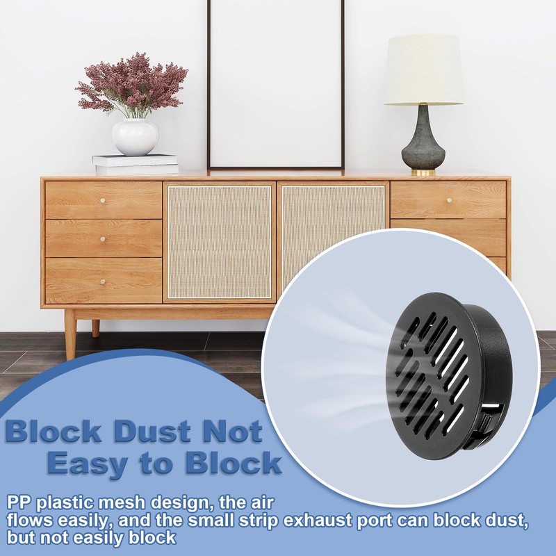 uxcell Round Soffit Vents 2 inch, 8Pcs Black Plastic 50mm