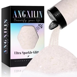 ANGXILIN Holographic Chunky Glitter, 190g/6.7oz Chunky and Fine Mixed Craft Glitter, Bulk Laser Sequin Glitter for Face Body Nail Art,Epoxy Resin Tumbler Jewelry Making Glitter (Diamond White)