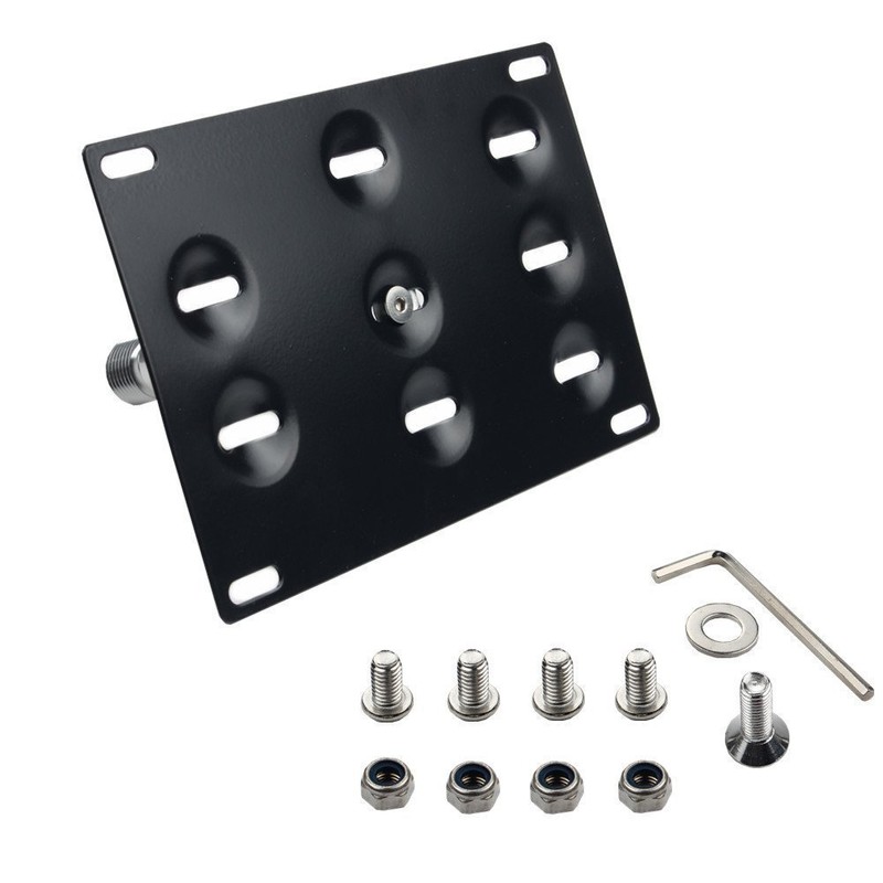 Dewhel JDM Front Bumper Tow Hook License Plate Mount Bracket
