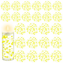 EGKamh 40 Pcs Artificial Floating Beads Pearls String, Porcelain Yellow 8+3mm Faux Pearl Bead Strings for Centerpieces Vases Filler, Candles, Crafts Party Home Table Decor