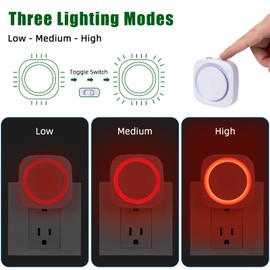 WEEKUU LED Night Lights Plug into Wall, Indirect Soft Dimmable Night Light with Dust to Dawn Sensor, Red Nightlight for Bedroom,Bathroom,Kitchen,Stairs,Hallway,Travel, 4 Packs, Red