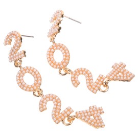 IWOWHERO 1 Pair of Ear Dangle Earrings, New Year Earrings, Drop Earrings, Class 2024, New Year's Eve Earrings, Long Earrings, Accessories, Zinc Alloy, Pearl, White, Miss, Zinc alloy, plastic, No