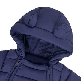 Baby Snowsuit Hooded Romper Winter Outfits Cartoon Bear Boys Girls Jumpsuit Navy 6-12 Months