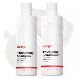 Keeps (2 Pack) Hair Thickening Mens Shampoo | Fuller Looking Hair | Hair Loss (8 Oz)