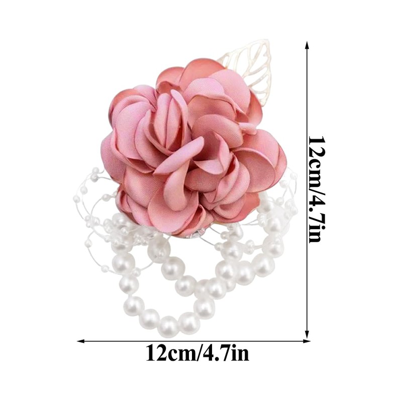 Ainvhh 4 PCS Rose Wrists Flower with Pearl Bracelet Wedding