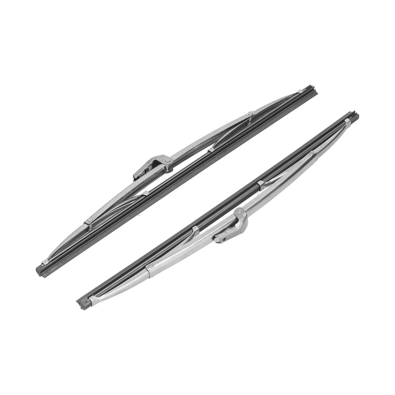 12in/30.48cm Front Windshield Wiper Blades Stainless Steel Polished Silver Universal