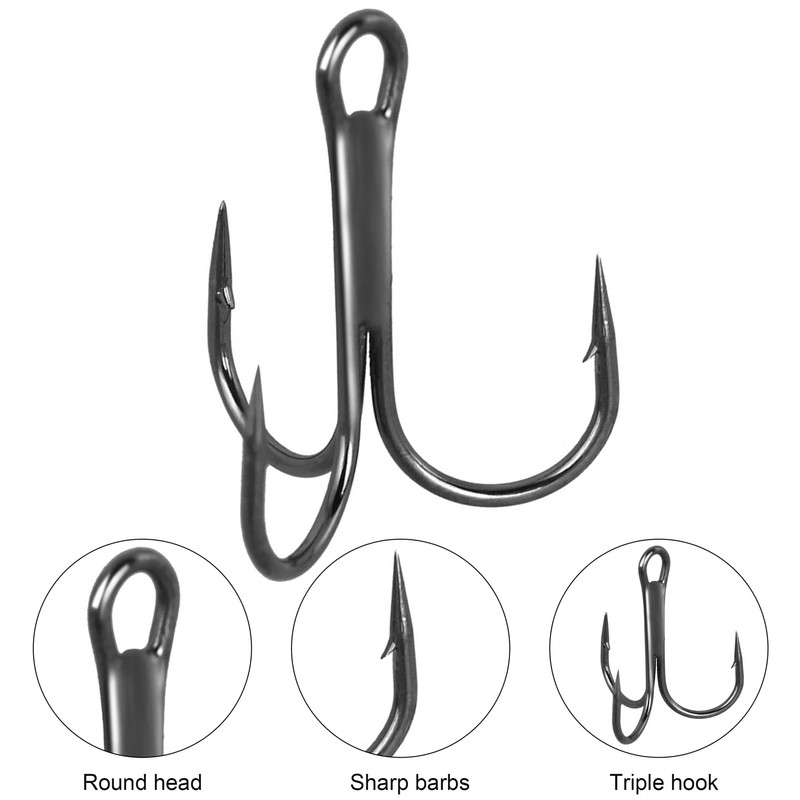FORYNXHWIN 50 Piece Treble Hooks Set, Treble Fishing Hooks, Carbon
