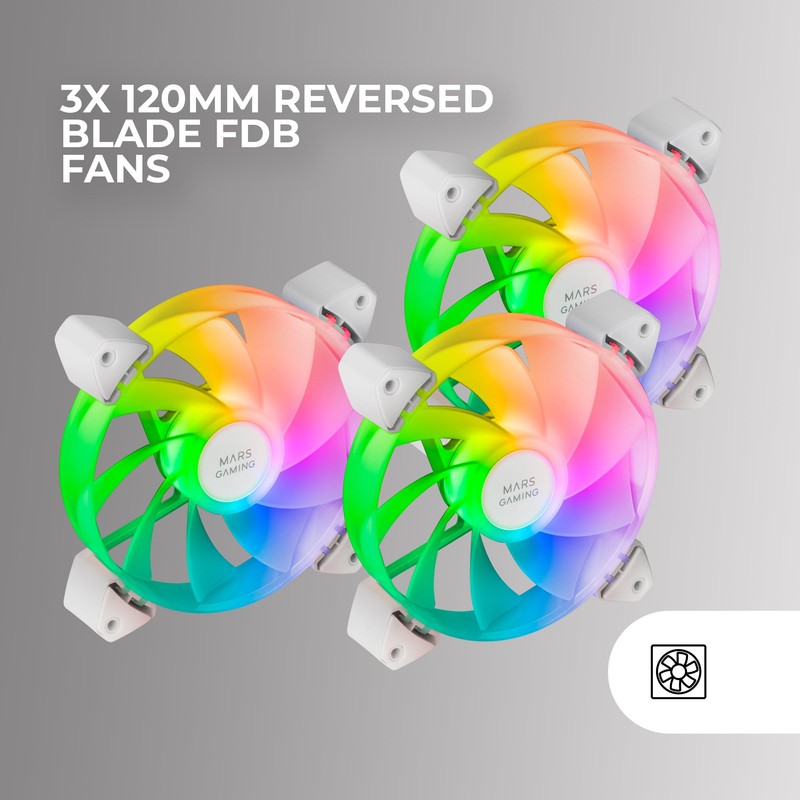 Mars Gaming MF-3AR, Kit 3x Fans 120 mm FDB, Inverted