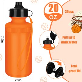 Zubebe 36 Pcs Sports Water Bottles Bulk 20 oz Squeeze Reusable Plastic Water Bottle with Nylon Strap Blank DIY Water Bottles for Kids Adults School Thanks Gift Outdoor Sport Fitness(Orange)