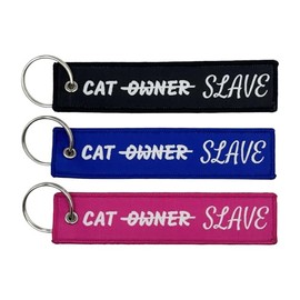 Boostnatics Cat Slave - Cat Keychain/Jet Tag - Gift For Pet Lovers (Black)