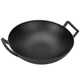 Charkettle 14" Cast Iron Wok with Handles, Compatible with Weber Gourmet BBQ System and Spirit II &Genesis II GS4 System, Pre-Seasoned Nonstick Cooking Wok Pan for Grill, Campfire, Rocket Stove
