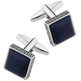 Dannyshi Cufflinks for Men Classic Wedding Business Shirt Cuff Links Silver Gold Black Set Gifts with Box (Dark blue)